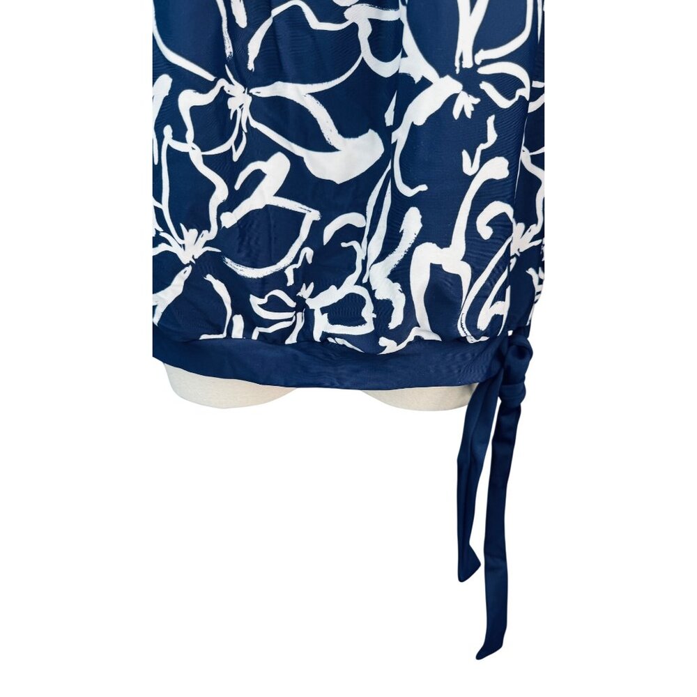 2/$30 NWT Island Escape Size 8 Waist Minimizer Navy & White Floral Tankini Top - Picture 5 of 15